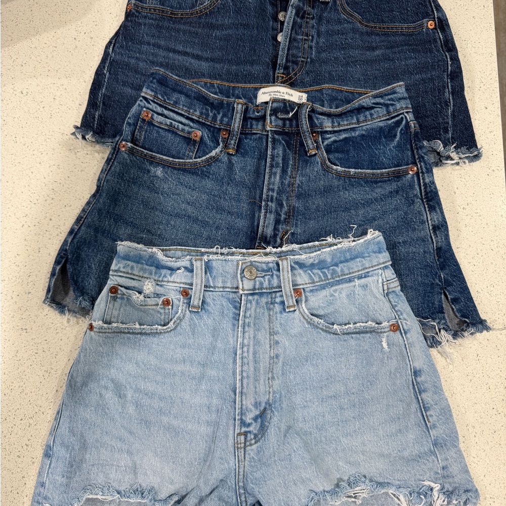 Denim Blue Women's Shorts - Abercrombie & Fitch and Levi’s